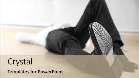  Presentation with tired - PPT layouts with faint - tired businessman lying background and a soft green colored foreground