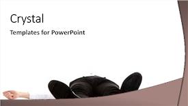  Presentation with floor inspection - PPT theme enhanced with faint - young exhausted businessman lying background and a white colored foreground