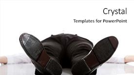  Presentation with floor - Colorful presentation theme enhanced with faint - young exhausted businessman lying backdrop and a  colored foreground