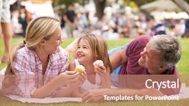  Presentation with summer event - Presentation design with fair - family enjoying cupcakes at outdoor background and a coral colored foreground