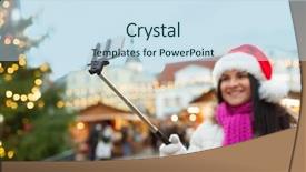  Presentation with town hall - Colorful slides enhanced with holidays technology and people concept backdrop and a  colored foreground