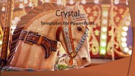  Presentation with horses - Presentation design featuring fair - merry-go-round wooden horses toned background and a coral colored foreground