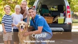  Presentation with smiling kids at summer camp - Theme having fair camping - happy family smiling background and a coral colored foreground