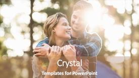 Presentation with happy camper - Presentation design having fair camping - happy young camper couple looking background and a coral colored foreground