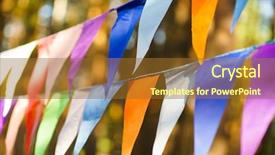  Presentation with triangle - PPT theme having fair decoration hanging flags bunting background and a tawny brown colored foreground