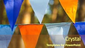  Presentation with birthday party - Cool new presentation theme with fair decoration hanging flags bunting backdrop and a tawny brown colored foreground