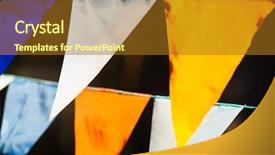  Presentation with birthday party - Colorful slide deck enhanced with fair decoration hanging flags bunting backdrop and a gold colored foreground