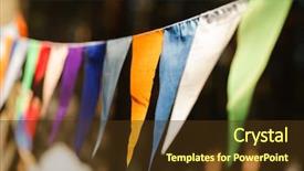  Presentation with birthday celebration - Colorful PPT theme enhanced with fair decoration hanging flags bunting backdrop and a tawny brown colored foreground