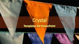  Presentation with birthday party - Slide deck with fair decoration hanging flags bunting background and a tawny brown colored foreground