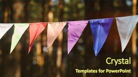  Presentation with communist party of vietnam flag - PPT theme with fair decoration hanging flags bunting background and a wine colored foreground