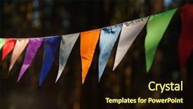  Presentation with birthday celebration - Beautiful PPT layouts featuring fair decoration hanging flags bunting backdrop and a wine colored foreground