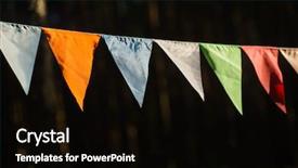  Presentation with communist party of vietnam flag - Slide deck enhanced with fair decoration hanging flags bunting background and a black colored foreground