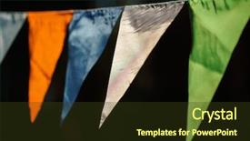  Presentation with birthday party - Theme having fair decoration hanging flags bunting background and a tawny brown colored foreground