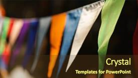  Presentation with birthday party - Presentation theme featuring fair decoration hanging flags bunting background and a tawny brown colored foreground