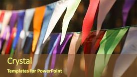  Presentation with triangle - Slide deck featuring fair decoration hanging flags bunting background and a tawny brown colored foreground