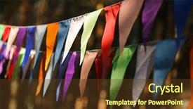  Presentation with birthday celebration - Colorful slide deck enhanced with fair decoration hanging flags bunting backdrop and a tawny brown colored foreground