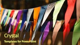  Presentation with birthday party - Colorful PPT theme enhanced with fair decoration hanging flags bunting backdrop and a tawny brown colored foreground