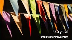  Presentation with birthday party - PPT theme featuring fair decoration hanging flags bunting background and a black colored foreground