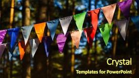  Presentation with birthday celebration - Cool new PPT layouts with fair decoration hanging flags bunting backdrop and a wine colored foreground