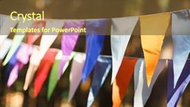  Presentation with birthday party - PPT layouts enhanced with fair decoration hanging flags bunting background and a tawny brown colored foreground