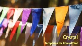  Presentation with birthday party - Cool new presentation theme with fair decoration hanging flags bunting backdrop and a tawny brown colored foreground