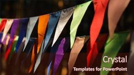  Presentation with fabrics - Cool new PPT theme with fair decoration hanging flags bunting backdrop and a wine colored foreground