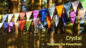  Presentation with birthday celebration - Audience pleasing slides consisting of fair decoration hanging flags bunting backdrop and a tawny brown colored foreground