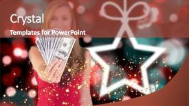  Presentation with cash - Presentation having fair economy festival - pretty blonde showing wad background and a red colored foreground