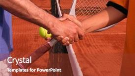  Presentation with tennis - Cool new slides with fair play - shaking hands after tennis match backdrop and a tawny brown colored foreground