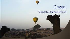  Presentation with hot air balloons - Colorful PPT layouts enhanced with traditional crafts at the fair backdrop and a dark gray colored foreground