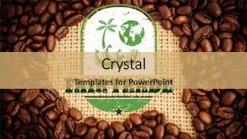  Presentation with fair trade - Slide deck enhanced with fair trade graphic against coffee beans with speech bubble indent for copy space background and a yellow colored foreground