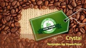  Presentation with fair trade - Beautiful theme featuring fair-trade-graphic-against-coffee backdrop and a tawny brown colored foreground