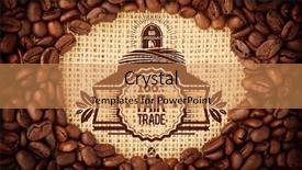  Presentation with fair trade - PPT layouts enhanced with fair trade graphic against coffee beans with oval indent for copy space background and a coral colored foreground