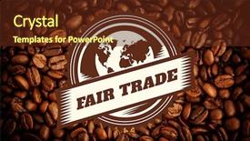  Presentation with fair trade - Slide deck with fair trade graphic against heart indent in coffee beans background and a tawny brown colored foreground
