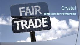  Presentation with fair trade - Beautiful slides featuring fair trade sign with clouds backdrop and a ocean colored foreground