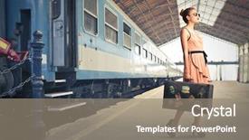  Presentation with suitcase - Slide deck consisting of fair traveler with vintage suitcase background and a gray colored foreground