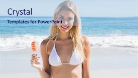  Presentation with lolly - Presentation theme enhanced with fairness cream - beautiful blonde holding ice lolly background and a light blue colored foreground