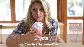  Presentation with milkshake - Slide deck enhanced with fairness cream - beautiful young woman having milkshake background and a coral colored foreground