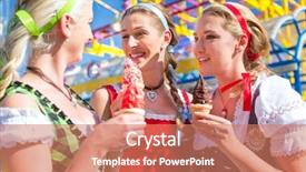  Presentation with employment fair - Cool new PPT layouts with fairness cream - friends visiting together bavarian fair backdrop and a coral colored foreground