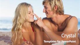  Presentation with nose bleed - Colorful PPT theme enhanced with fairness cream - man putting suncream on nose backdrop and a red colored foreground