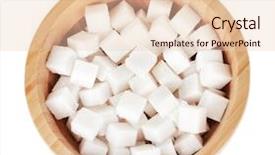  Presentation with kids sugar - PPT layouts with fairtrade - refined sugar in wooden bowl background and a  colored foreground