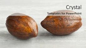  Presentation with cacao - Colorful PPT theme enhanced with fairtrade - two fresh ripe cacao fruit backdrop and a  colored foreground