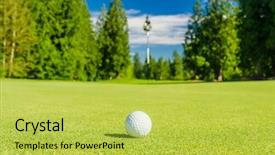  Presentation with golf ball on tee - Cool new theme with fairway - golf ball on tee backdrop and a yellow colored foreground