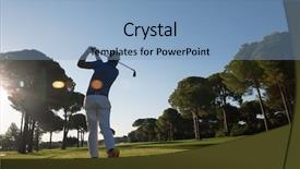  Presentation with golf course - Presentation consisting of fairway - golf player hitting shot background and a light blue colored foreground