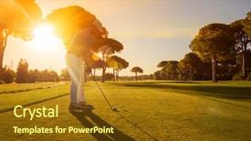  Presentation with golf player playing - Cool new presentation with fairway - golf player hitting shot backdrop and a tawny brown colored foreground