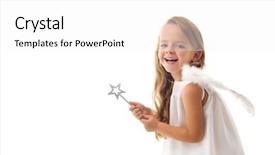  Presentation with magic wand - PPT theme consisting of princess children cute - little fairy angel with magic background and a white colored foreground