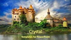  Presentation with fairy - Amazing PPT theme having fairy castle on lake backdrop and a tawny brown colored foreground