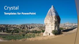  Presentation with dwelling - PPT theme enhanced with fairy-chimney-of-cappadocia background and a teal colored foreground