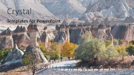  Presentation with fairy - PPT theme enhanced with fairy-chimneys-in-the-autumn background and a light blue colored foreground