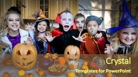  Presentation with halloween candy - Cool new presentation with fairy costume on holiday halloween backdrop and a tawny brown colored foreground